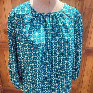 Loft 3/4 sleeve geo print top SMALL